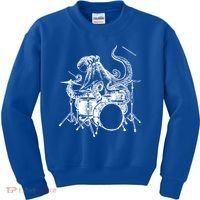 Seembo Octopus Playing Drums Drummer Drumming Musician Band Gift Kids Sweatshirt thumb 0