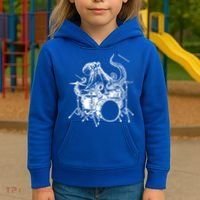 Seembo Octopus Playing Drums Drummer Drumming Musician Band Gift Kids Hoodie thumb 3