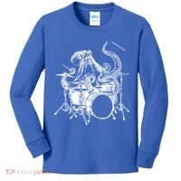 Seembo Octopus Playing Drums Drummer Drumming Musician Band Gift Kids Long Sleeve Shirt thumb 0