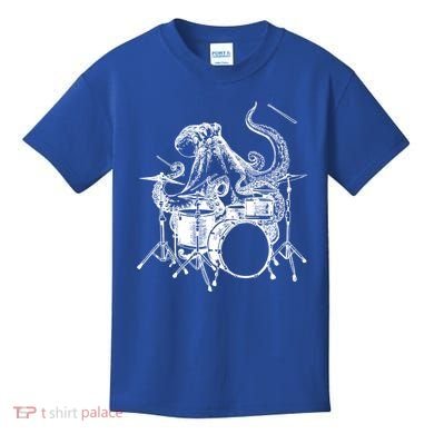 Seembo Octopus Playing Drums Drummer Drumming Musician Band Gift Kids T-Shirt