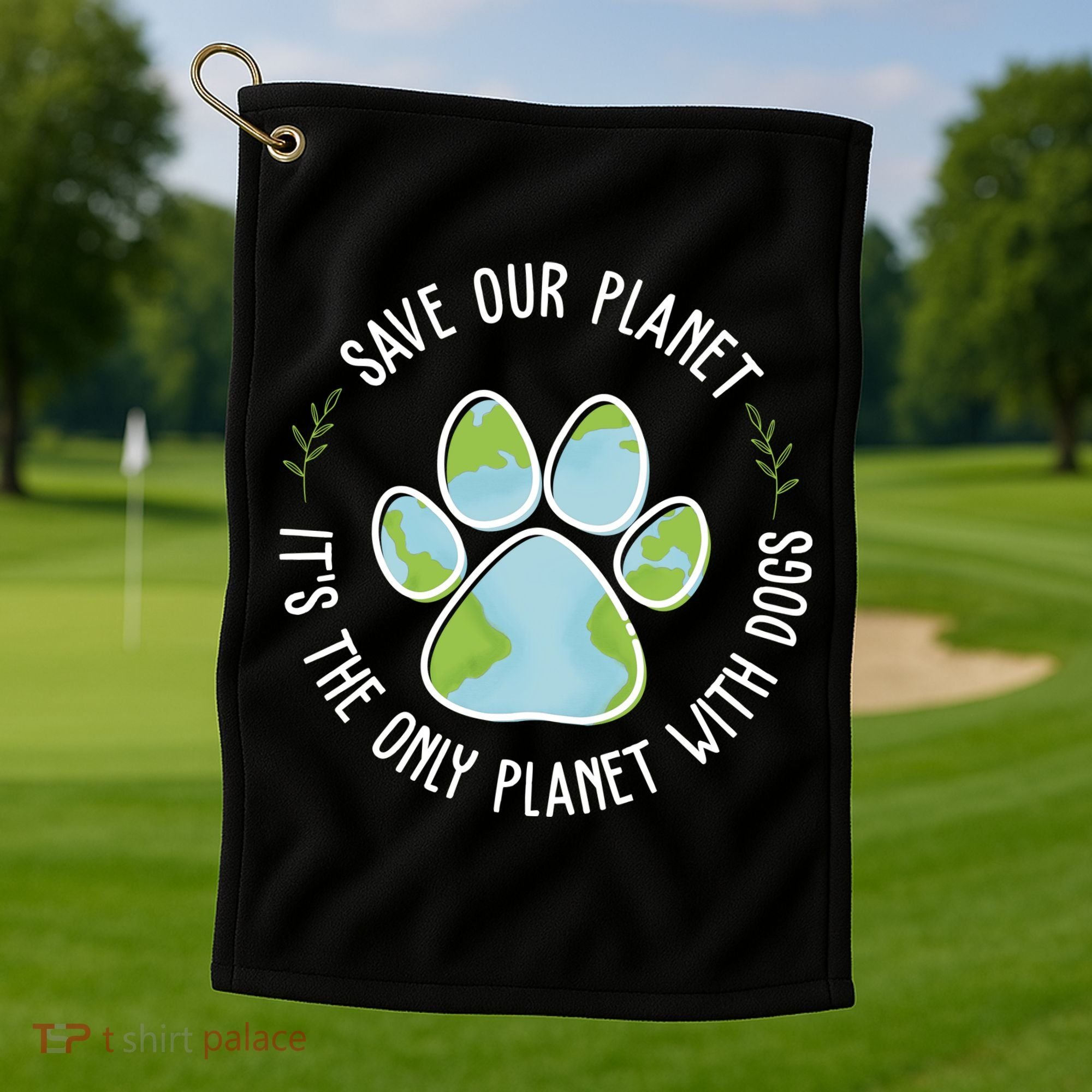 Save Our Planet It's The Only Planet With Dogs Earth Day Golf Towel