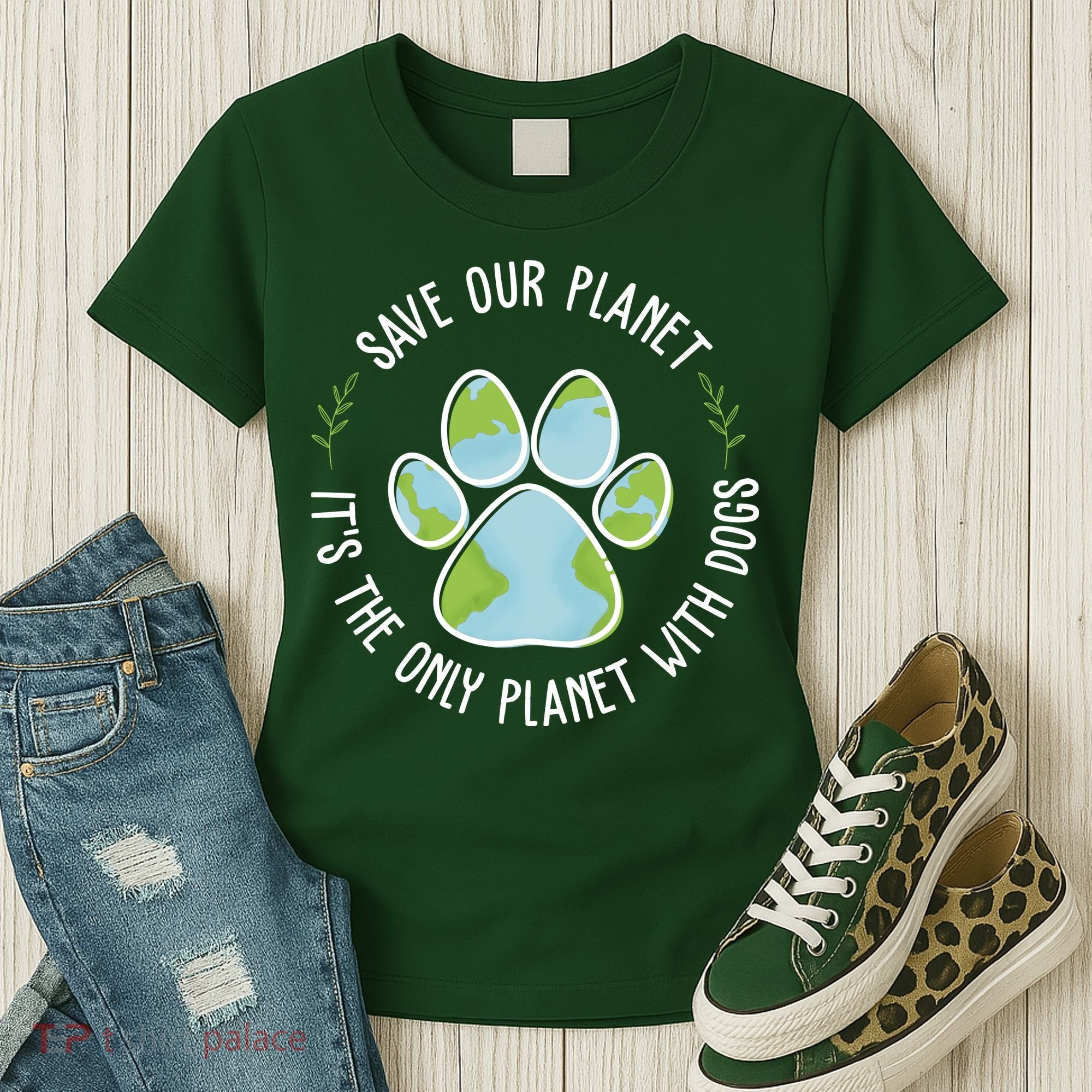 Save Our Planet It's The Only Planet With Dogs Earth Day Women's T-Shirt