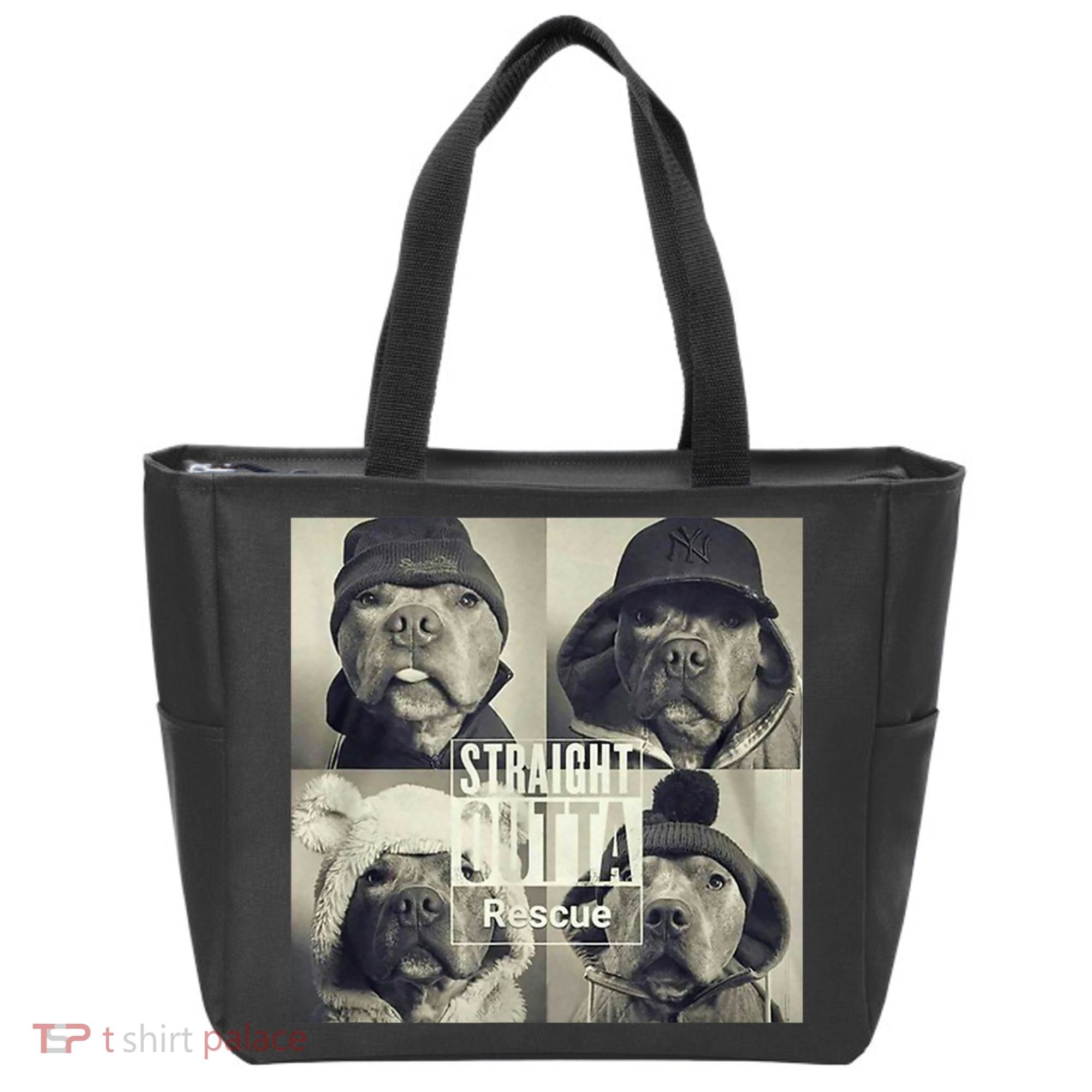 Straight Outta Rescue Pitbull Tote Bag