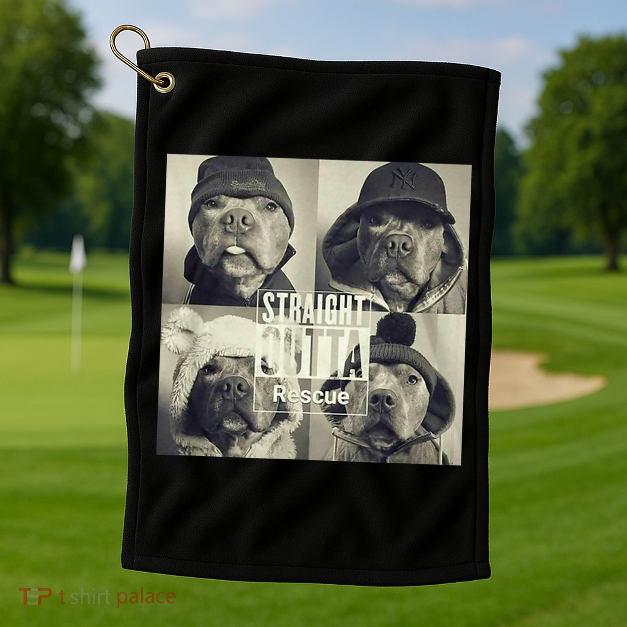 Straight Outta Rescue Pitbull Golf Towel