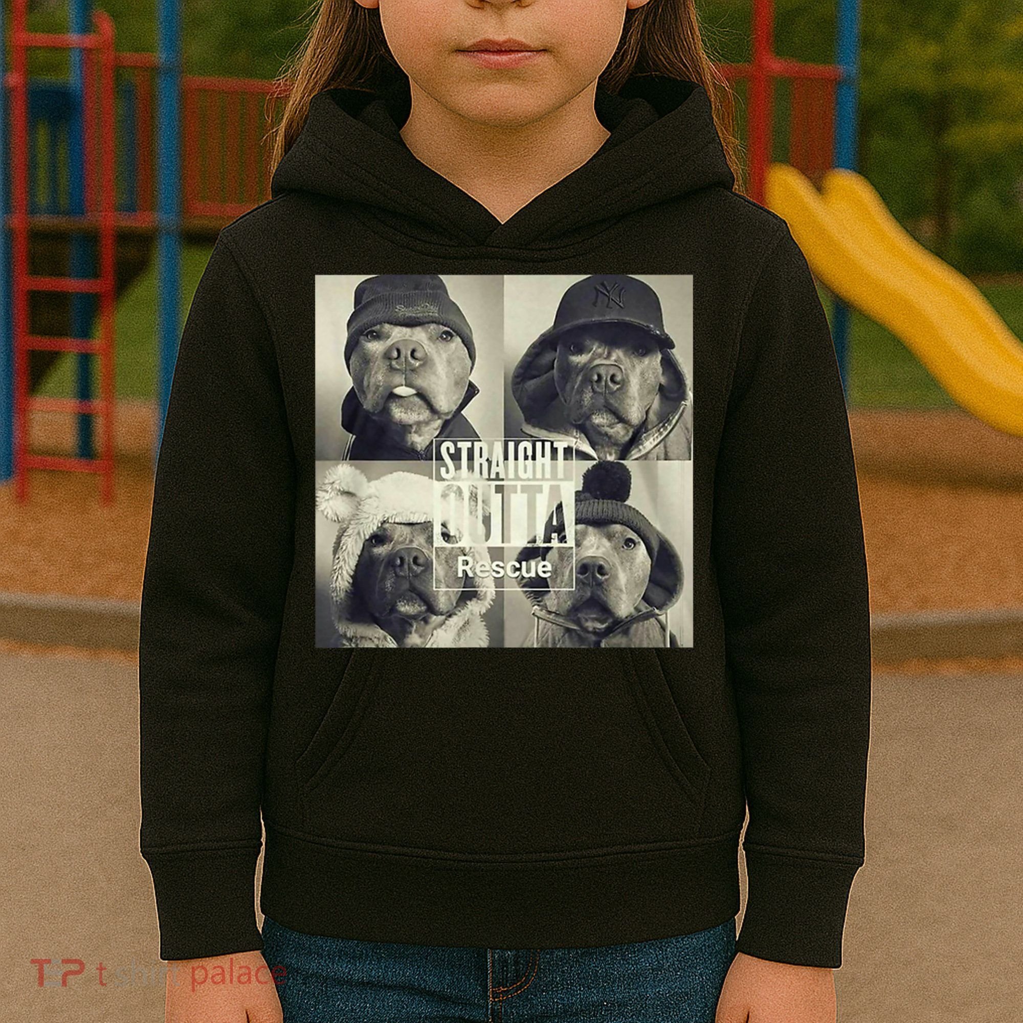 Straight Outta Rescue Pitbull Kids Hoodie