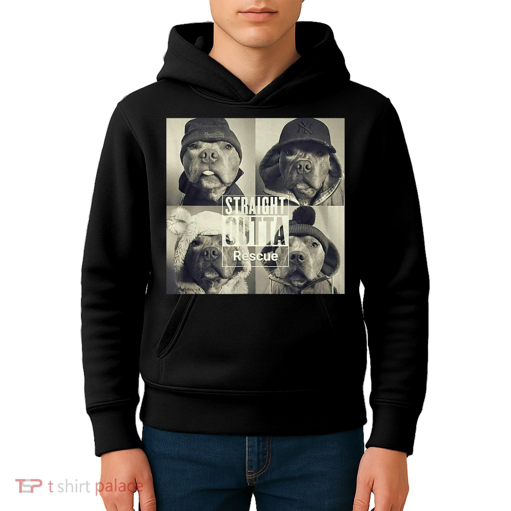 Straight Outta Rescue Pitbull Kids Hoodie