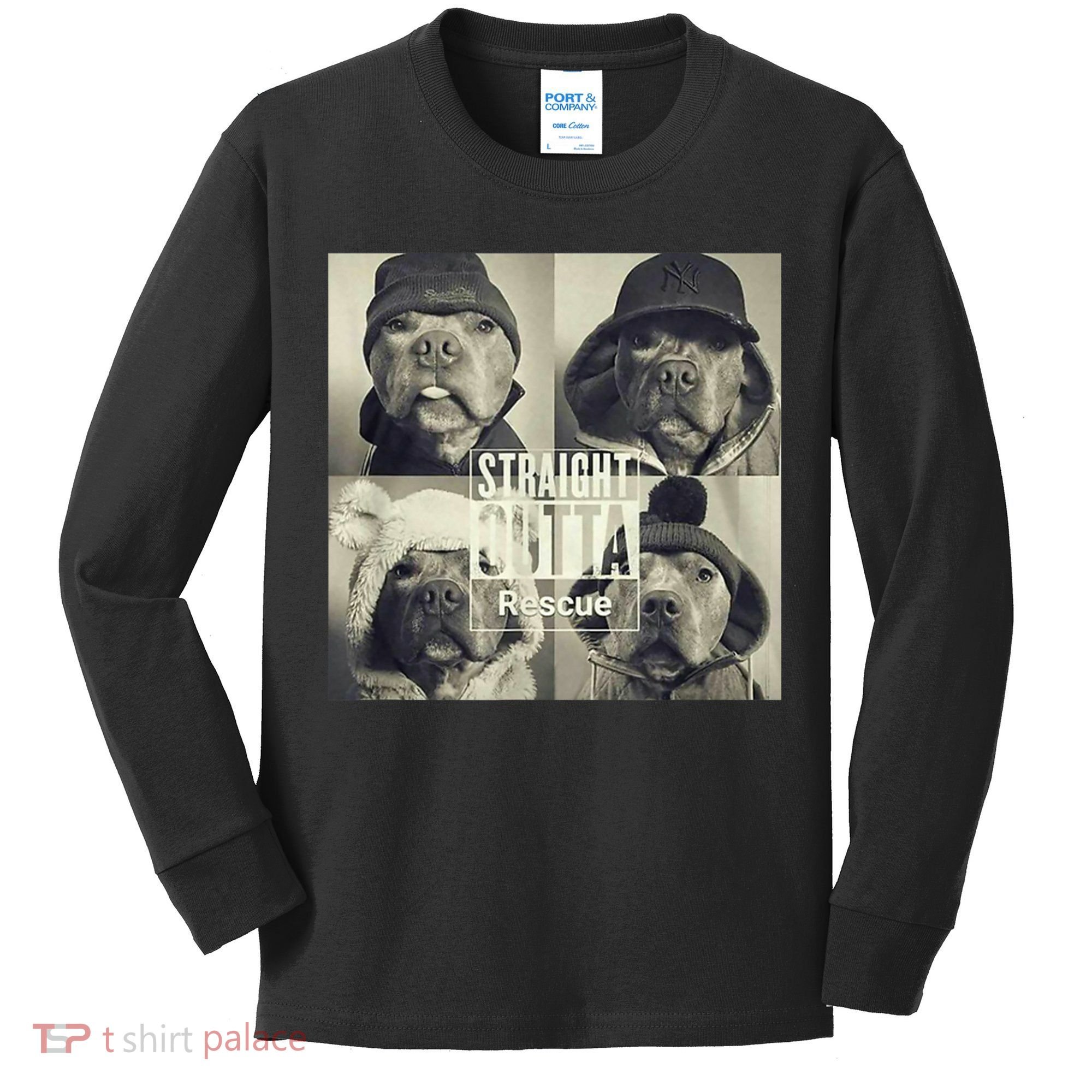 Straight Outta Rescue Pitbull Kids Long Sleeve Shirt