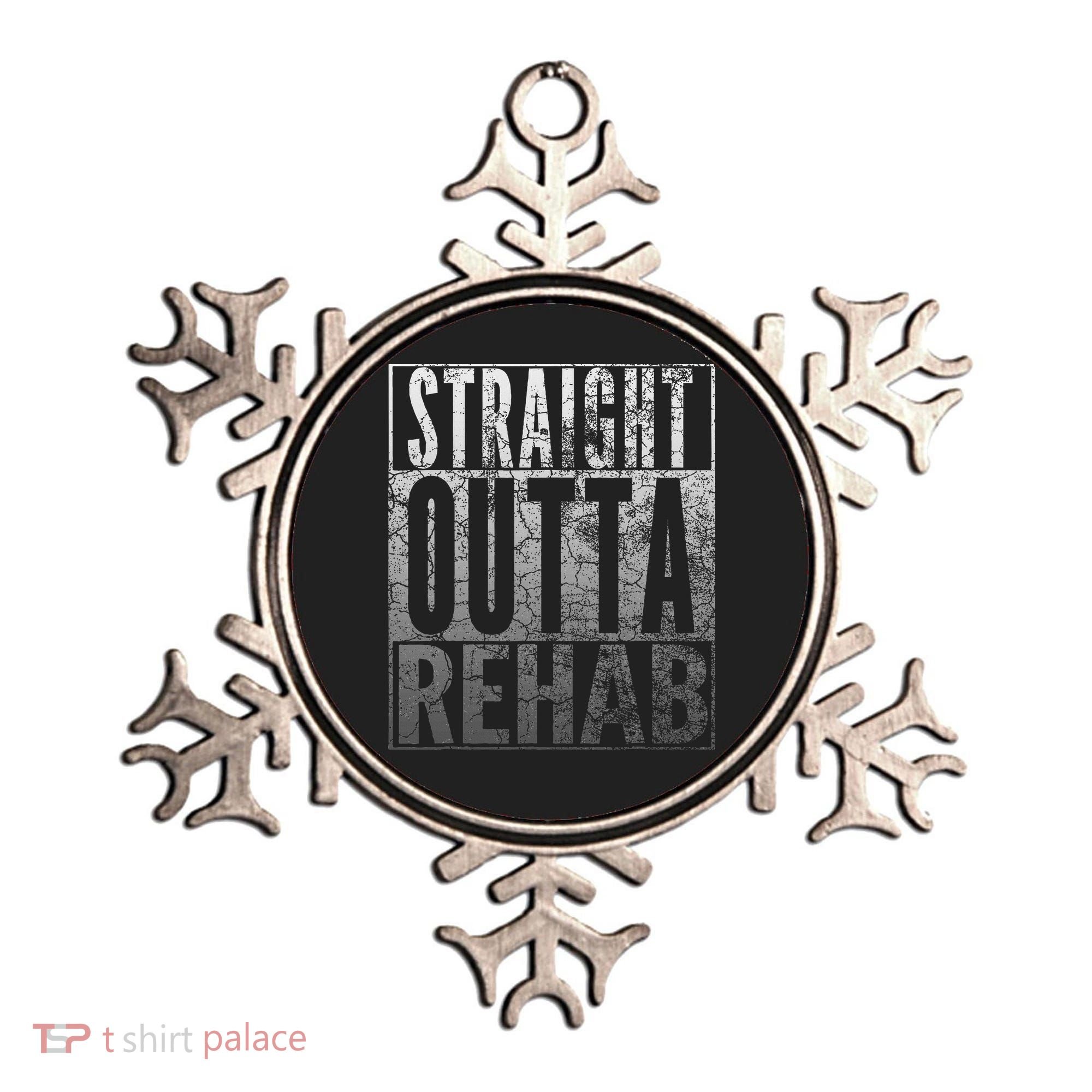 Straight Outta Rehab Funny Sober Addiction Recovery Ornament
