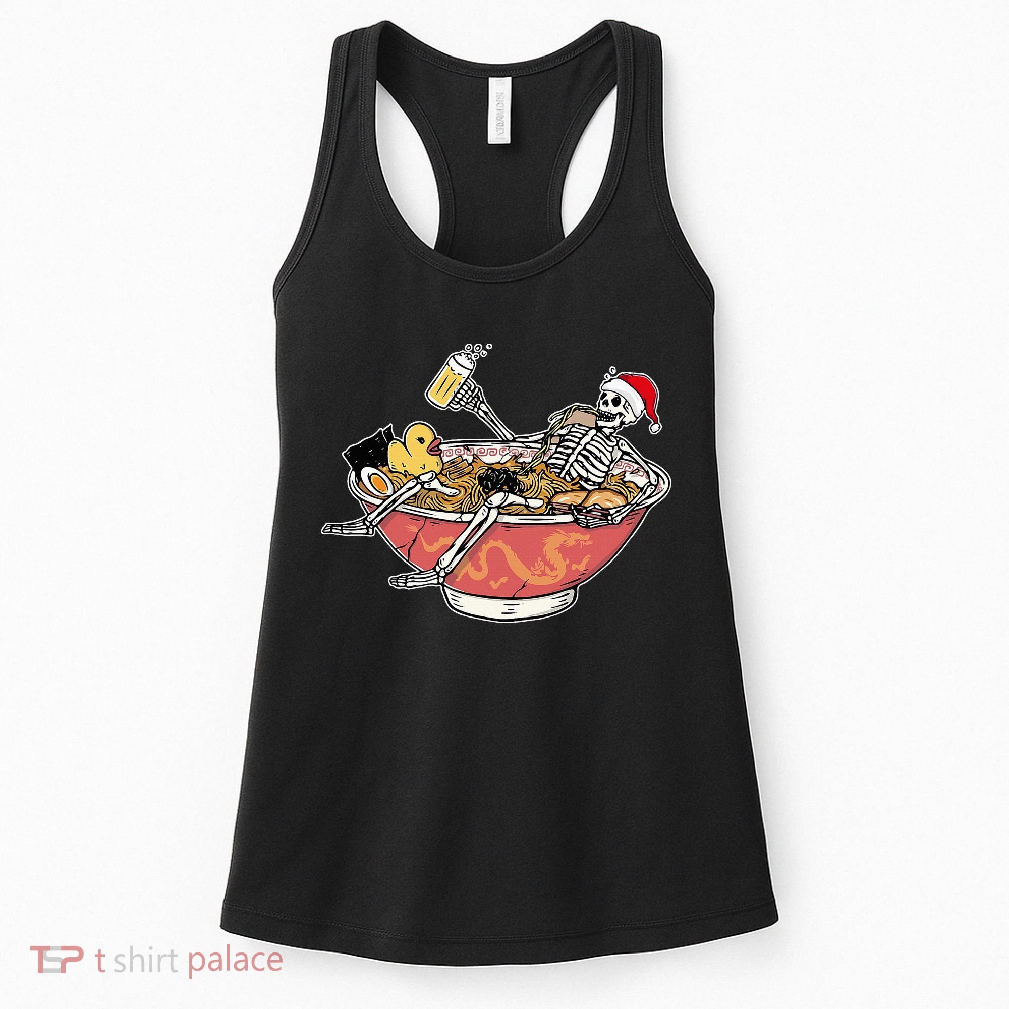 Skeleton On Ramen Christmas Pajama Cool Japanese Food XMas Women's Tank Top