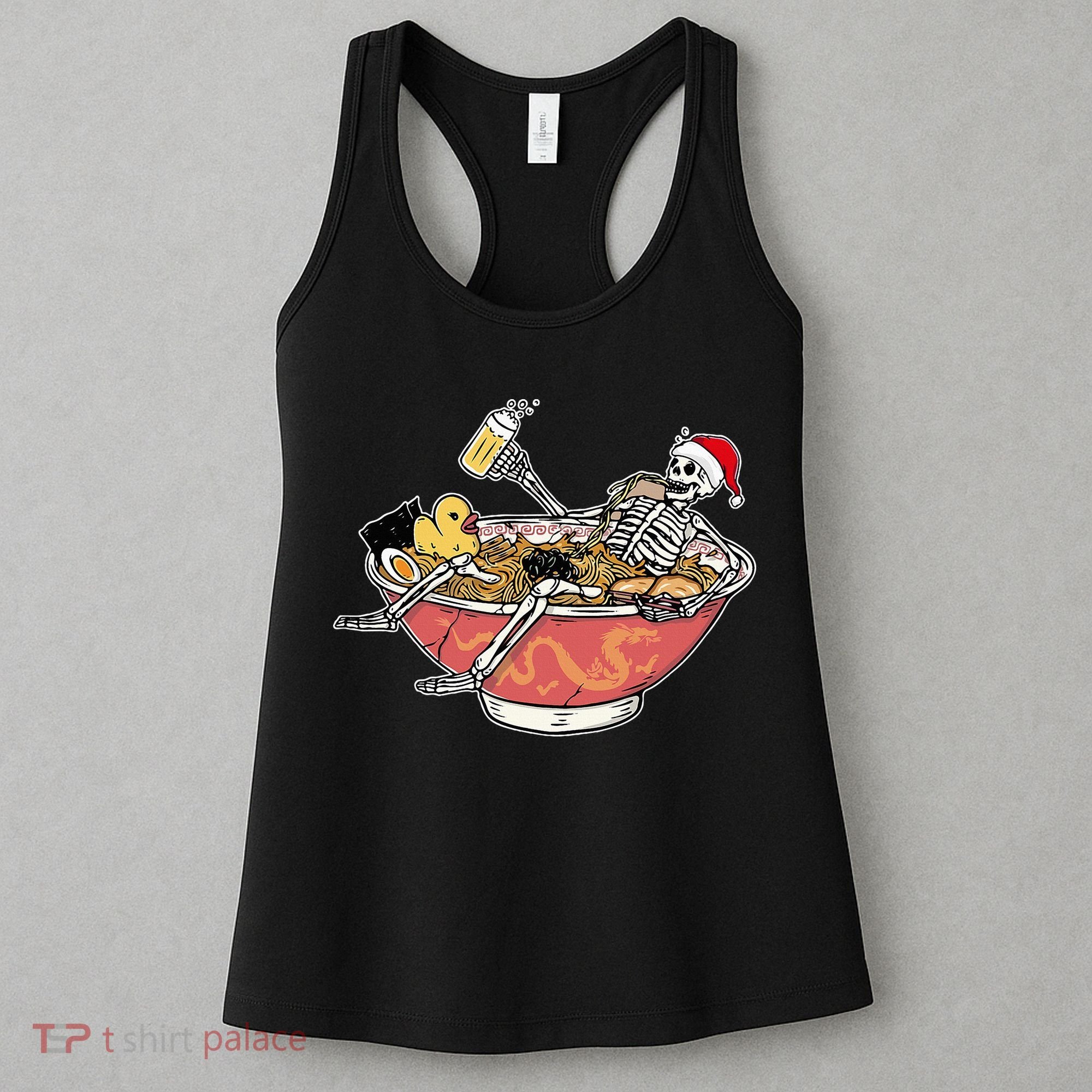 Skeleton On Ramen Christmas Pajama Cool Japanese Food XMas Women's Tank Top
