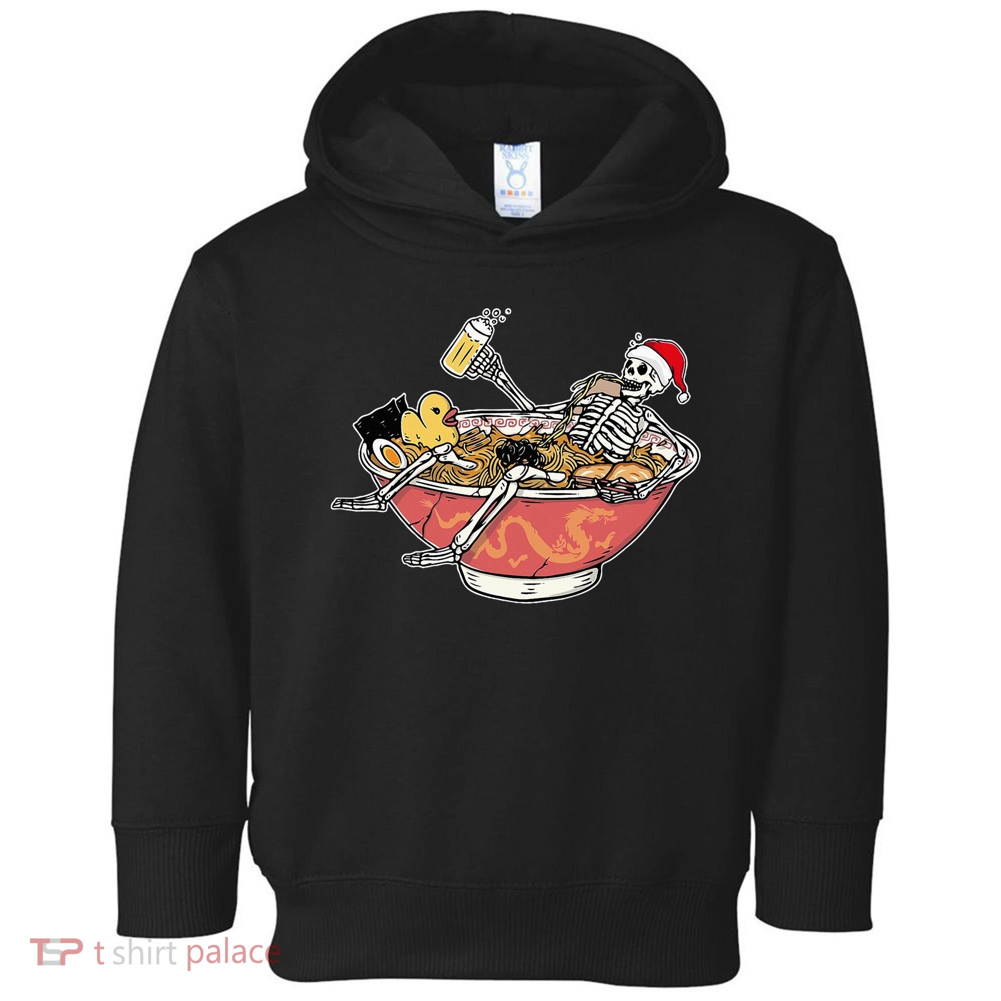 Skeleton On Ramen Christmas Pajama Cool Japanese Food XMas Toddler Hoodie