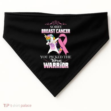 Sorry Breast Cancer You Picked The Wrong Warrior USA-Made Doggie Bandana