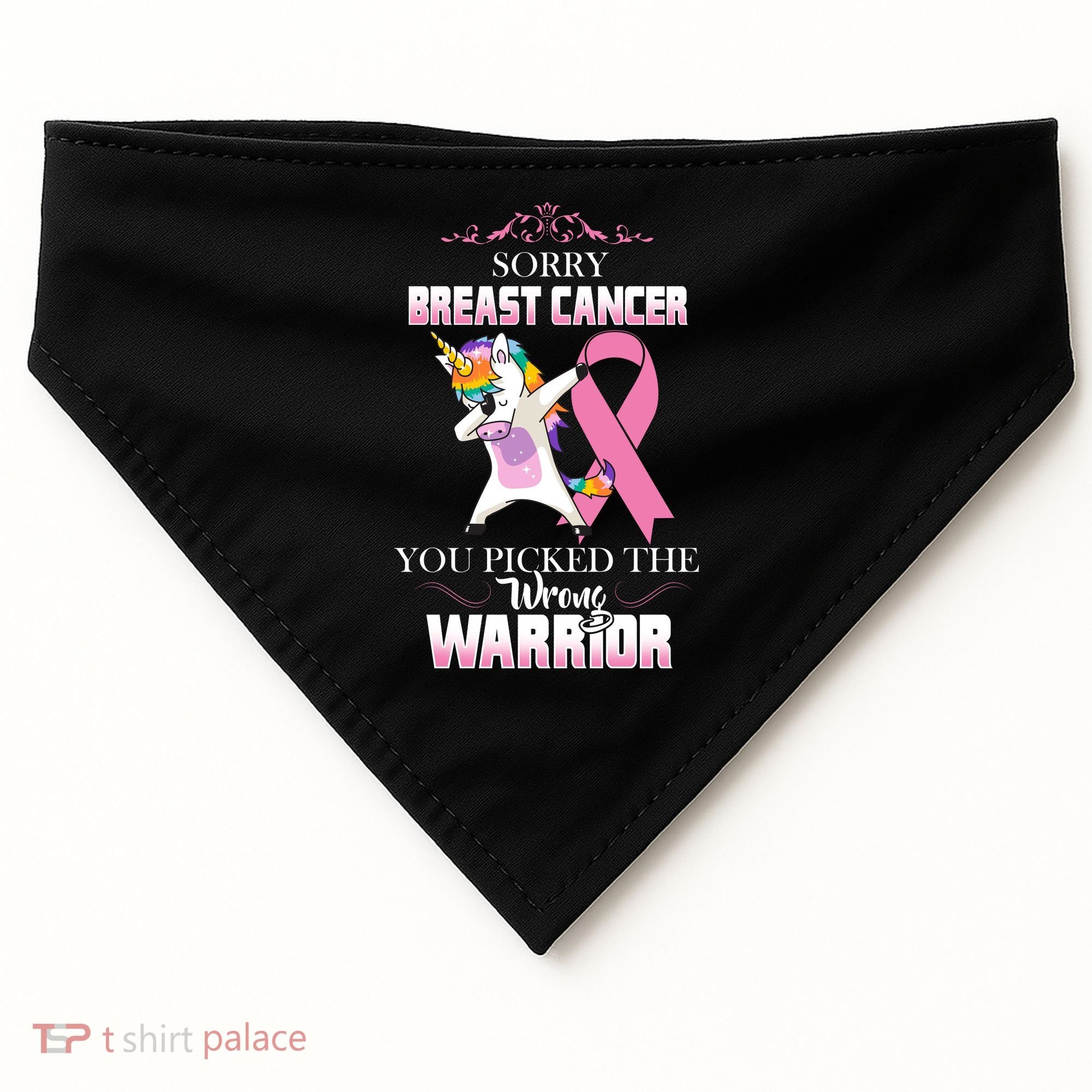 Sorry Breast Cancer You Picked The Wrong Warrior USA-Made Doggie Bandana