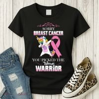 Sorry Breast Cancer You Picked The Wrong Warrior Women's T-Shirt thumb 3