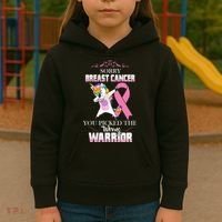 Sorry Breast Cancer You Picked The Wrong Warrior Kids Hoodie thumb 3