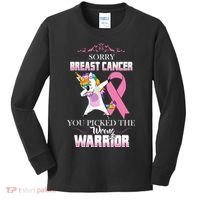 Sorry Breast Cancer You Picked The Wrong Warrior Kids Long Sleeve Shirt thumb 0