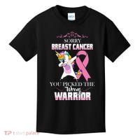 Sorry Breast Cancer You Picked The Wrong Warrior Kids T-Shirt thumb 0