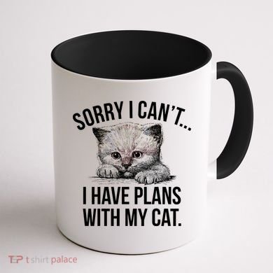 Sorry I Cant I Have Plans With My Cat Funny Coffee Mug back
