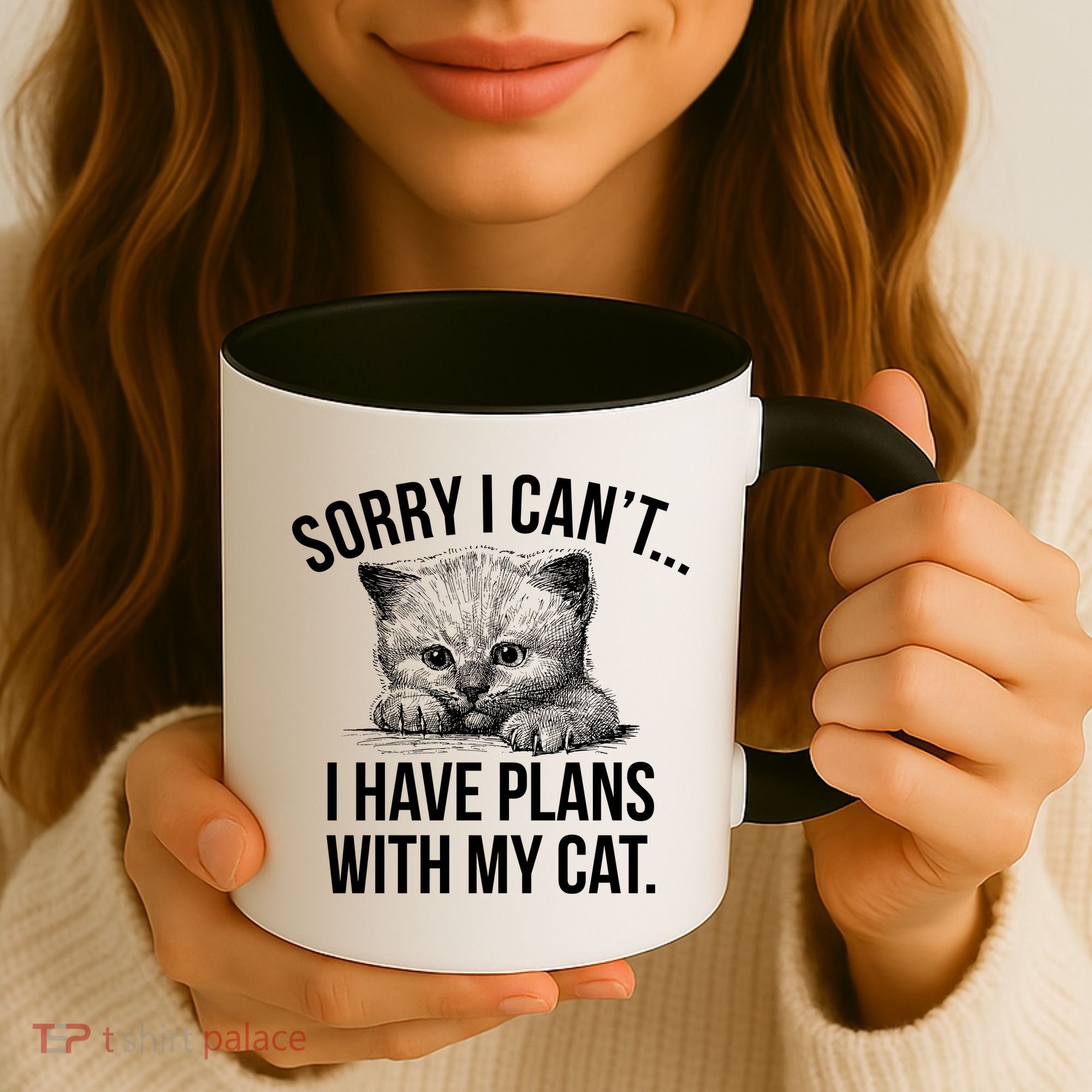 Sorry I Cant I Have Plans With My Cat Funny Coffee Mug