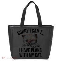 Sorry I Cant I Have Plans With My Cat Funny Tote Bag thumb 0