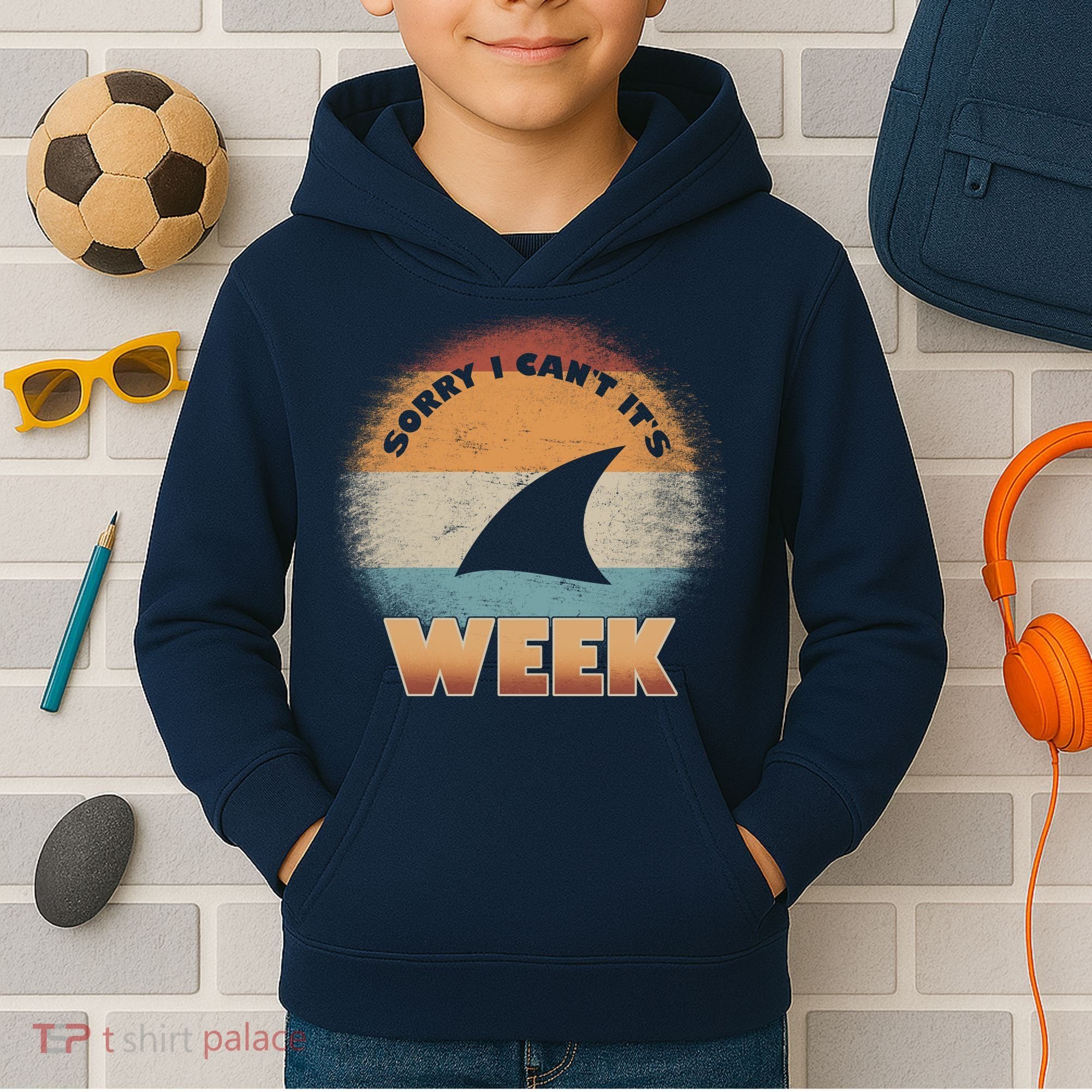 Sorry I Can't It's Shark Week Kids Hoodie