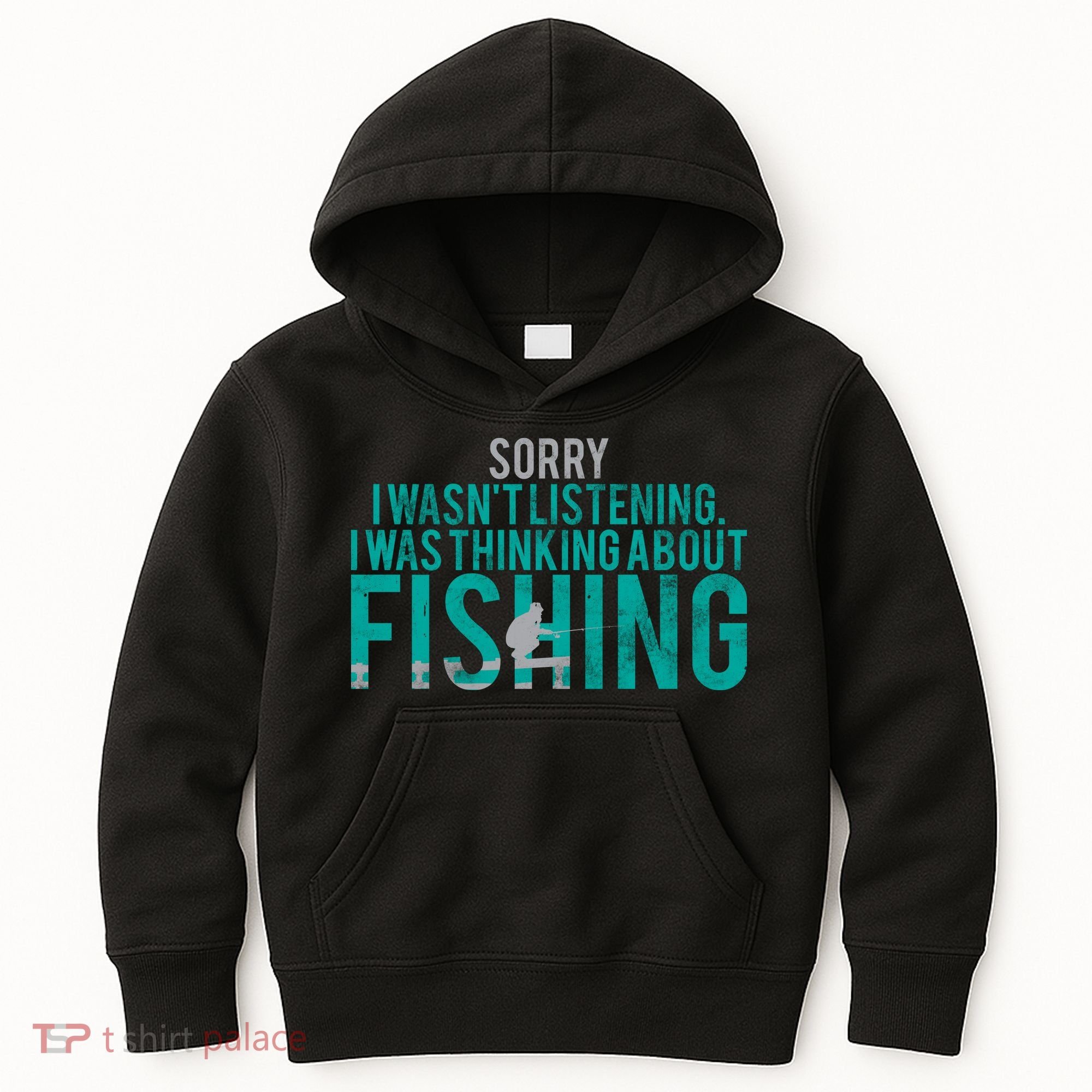 Sorry I Was Thinking About Fishing Kids Hoodie