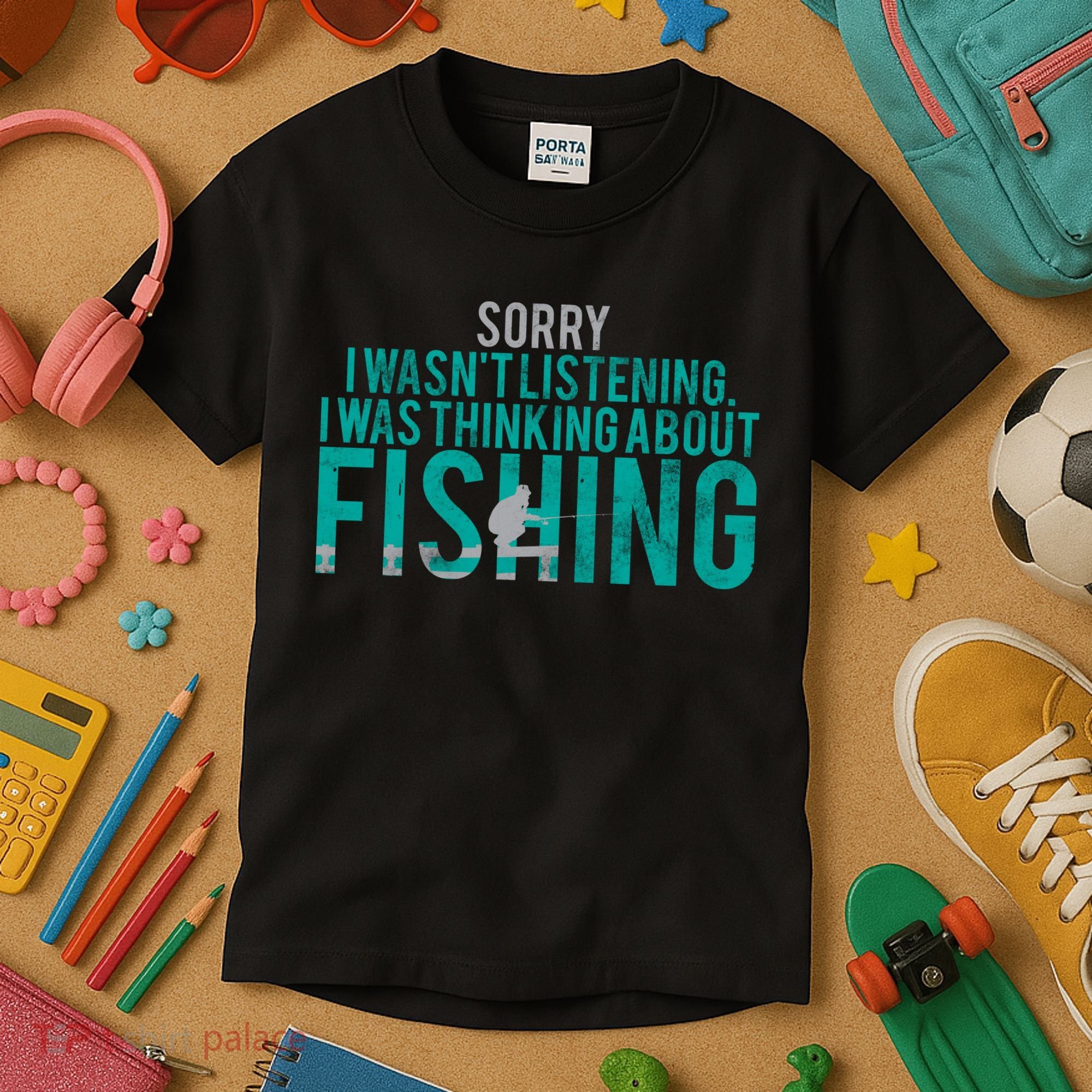 Sorry I Was Thinking About Fishing Kids T-Shirt