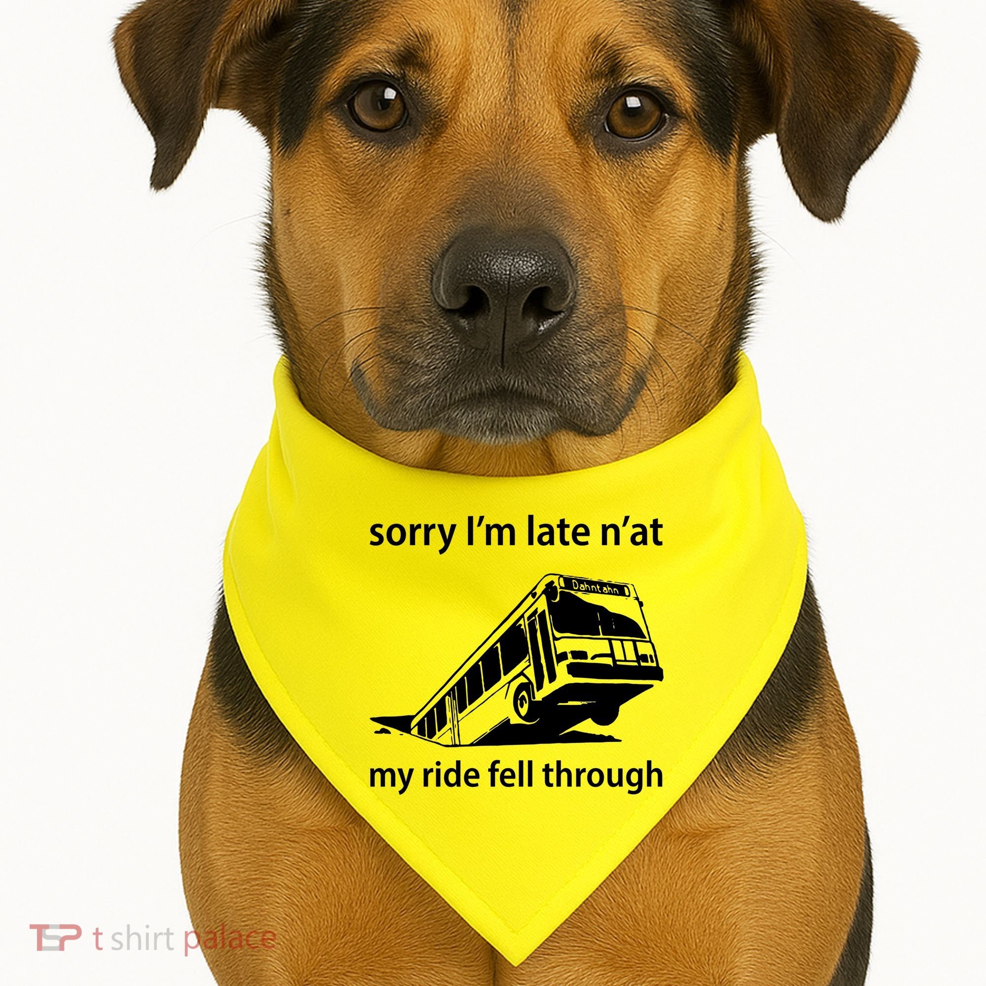 Sorry I'm Late N'at My Ride Fell Through USA-Made Doggie Bandana