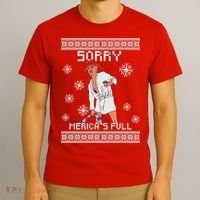 Sorry Merica's Full Trump Supporter Ugly Christmas T-Shirt thumb 3