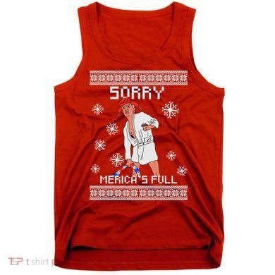 Sorry Merica's Full Trump Supporter Ugly Christmas Tank Top