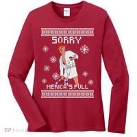 Sorry Merica's Full Trump Supporter Ugly Christmas Women's Long Sleeve Shirt thumb 0