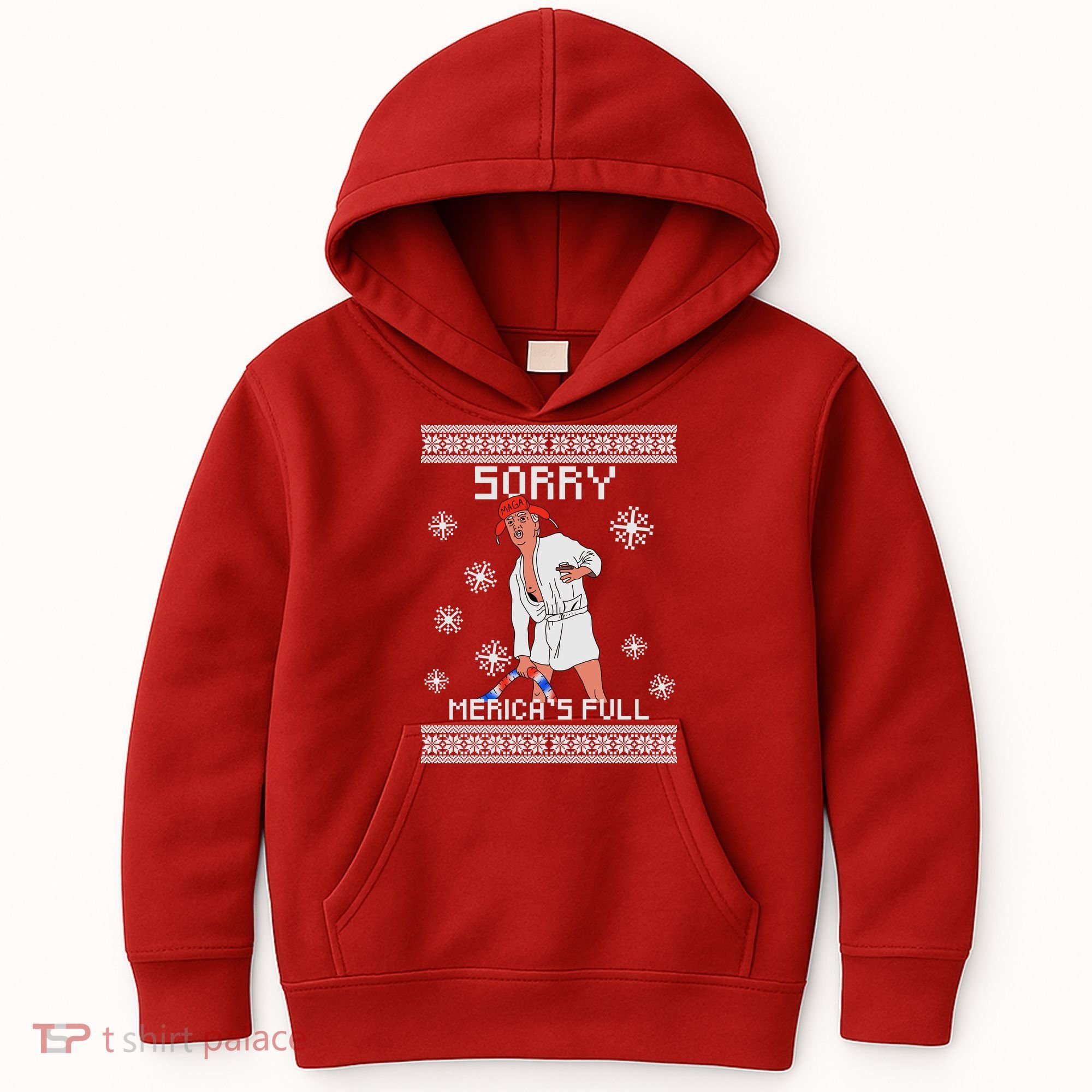 Sorry Merica's Full Trump Supporter Ugly Christmas Kids Hoodie