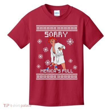Sorry Merica's Full Trump Supporter Ugly Christmas Kids T-Shirt