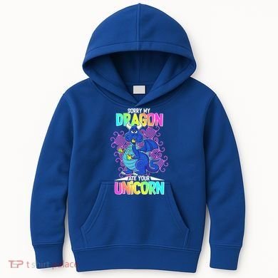 Sorry My Dragon Ate Your Unicorn Kids Hoodie