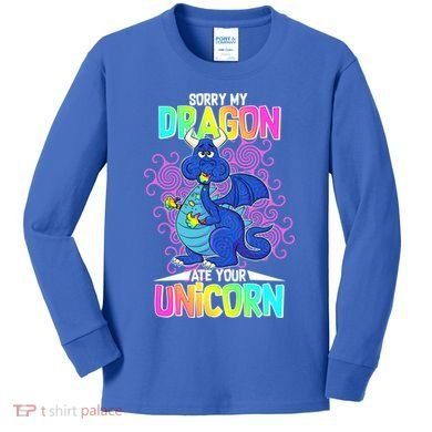 Sorry My Dragon Ate Your Unicorn Kids Long Sleeve Shirt