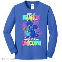 Sorry My Dragon Ate Your Unicorn Kids Long Sleeve Shirt thumb 0