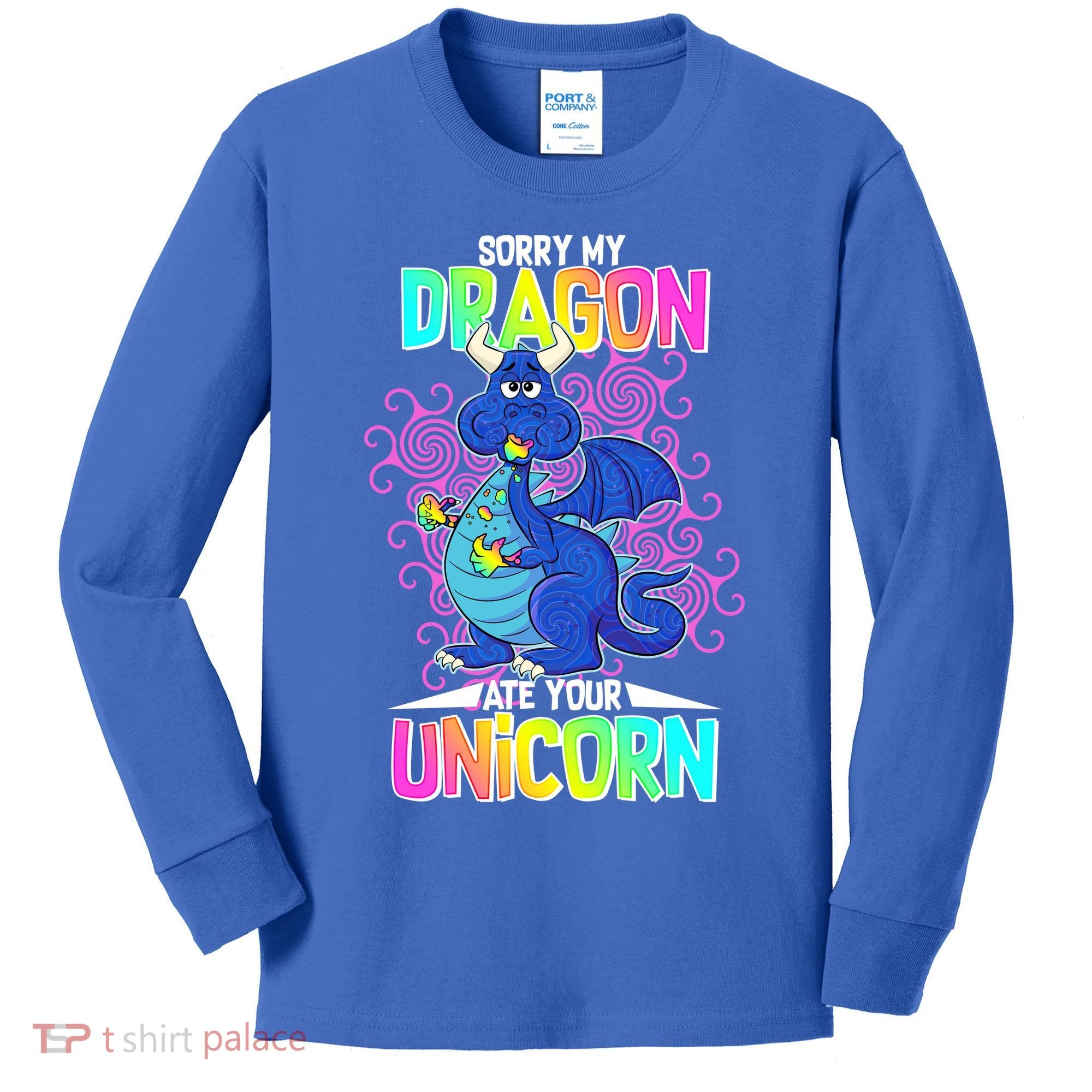 Sorry My Dragon Ate Your Unicorn Kids Long Sleeve Shirt