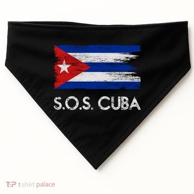SOS Cuba Distressed Flag USA-Made Doggie Bandana