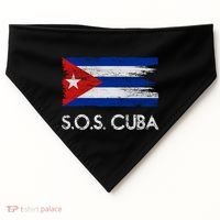 SOS Cuba Distressed Flag USA-Made Doggie Bandana thumb 0