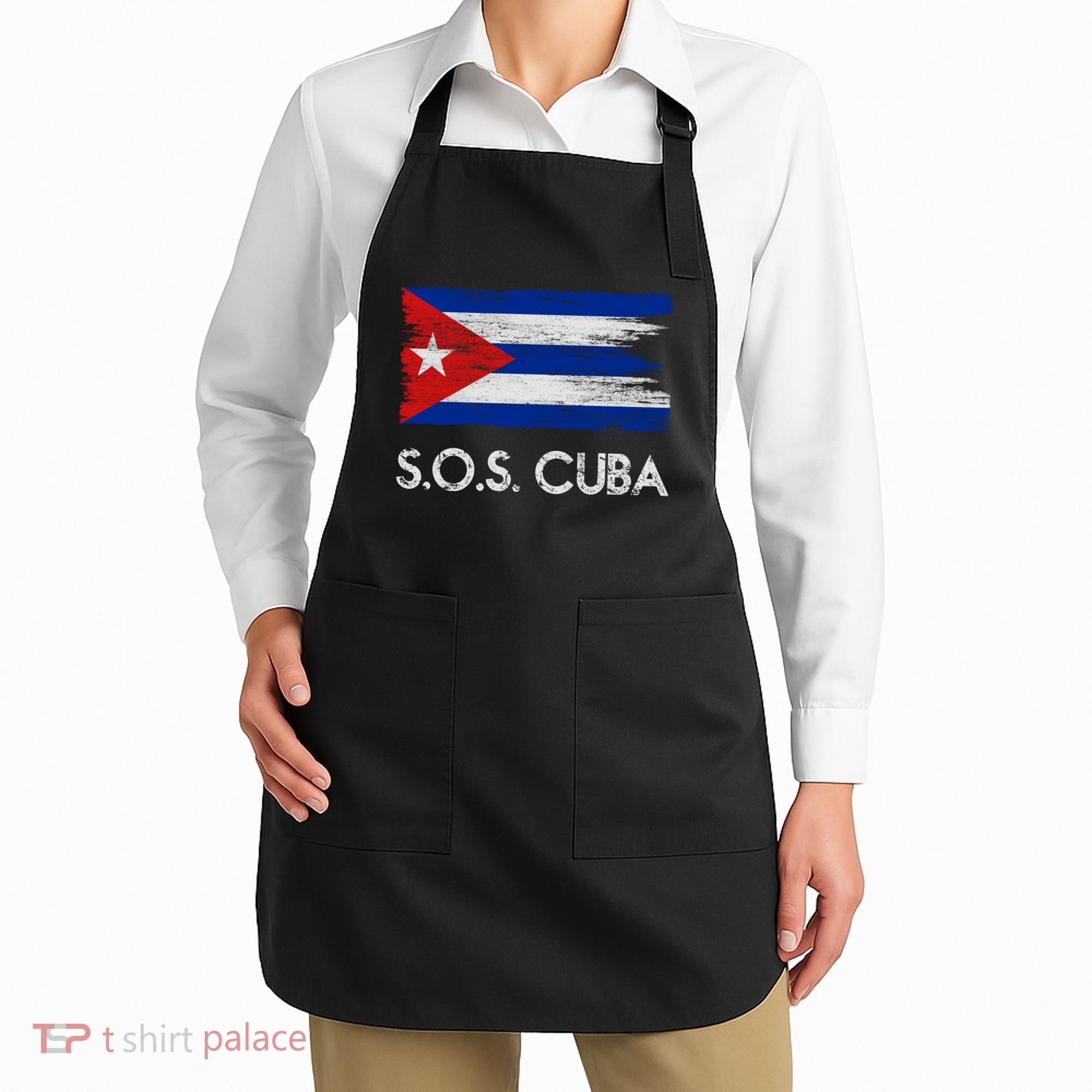 SOS Cuba Distressed Flag Apron