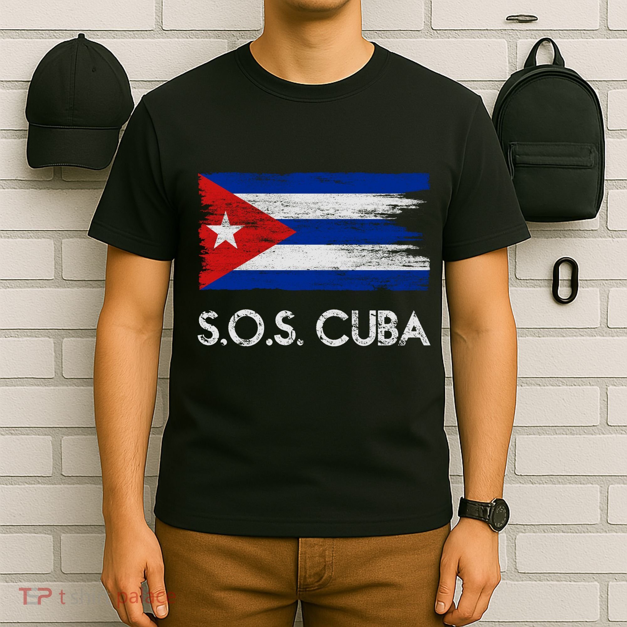 SOS Cuba Distressed Flag T-Shirt