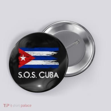 SOS Cuba Distressed Flag Button