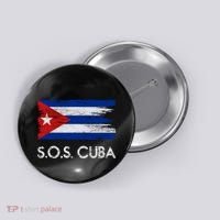 SOS Cuba Distressed Flag Button thumb 0