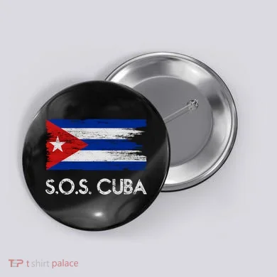 SOS Cuba Distressed Flag Button