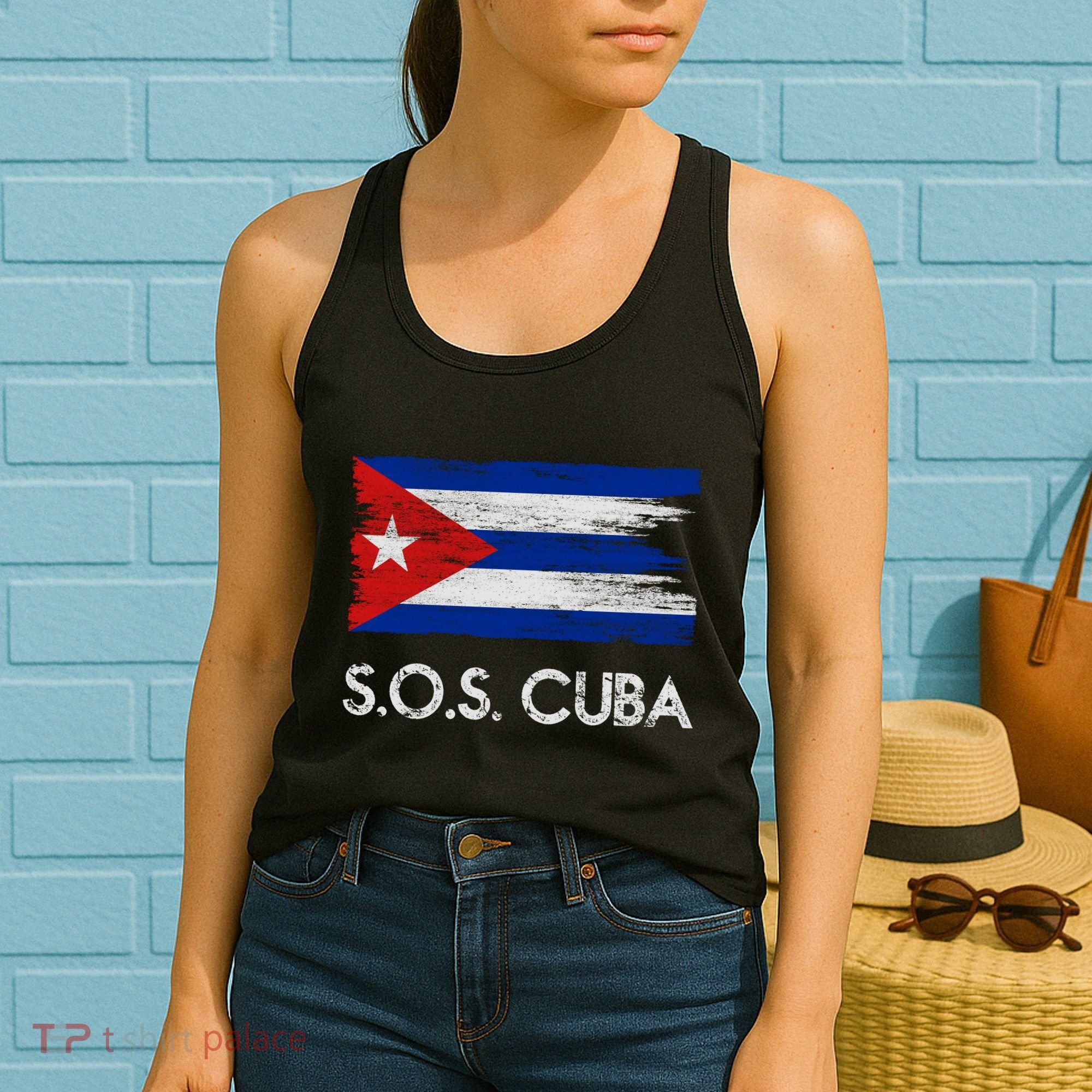 SOS Cuba Distressed Flag Women's Tank Top