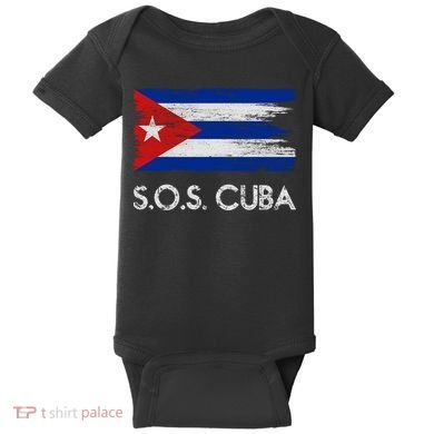 SOS Cuba Distressed Flag Baby Bodysuit
