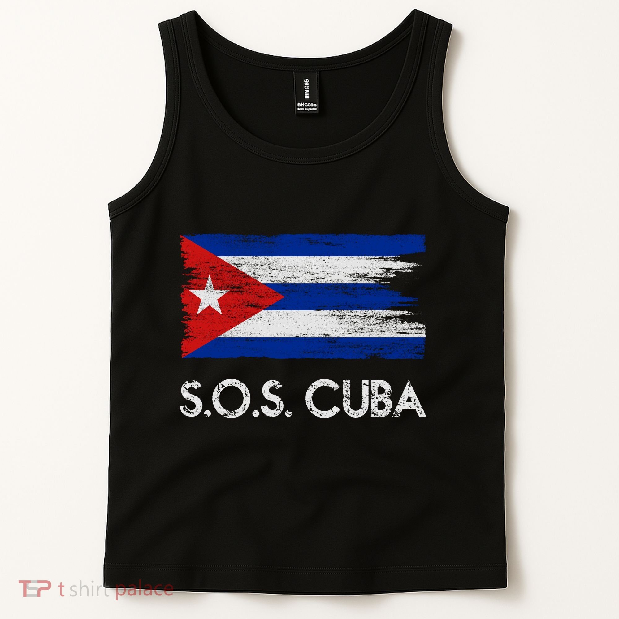 SOS Cuba Distressed Flag Tank Top