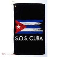 SOS Cuba Distressed Flag Golf Towel thumb 0