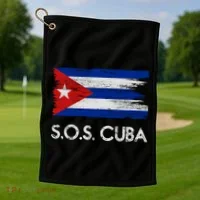 SOS Cuba Distressed Flag Golf Towel thumb 1