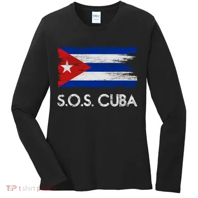 SOS Cuba Distressed Flag Women's Long Sleeve Shirt